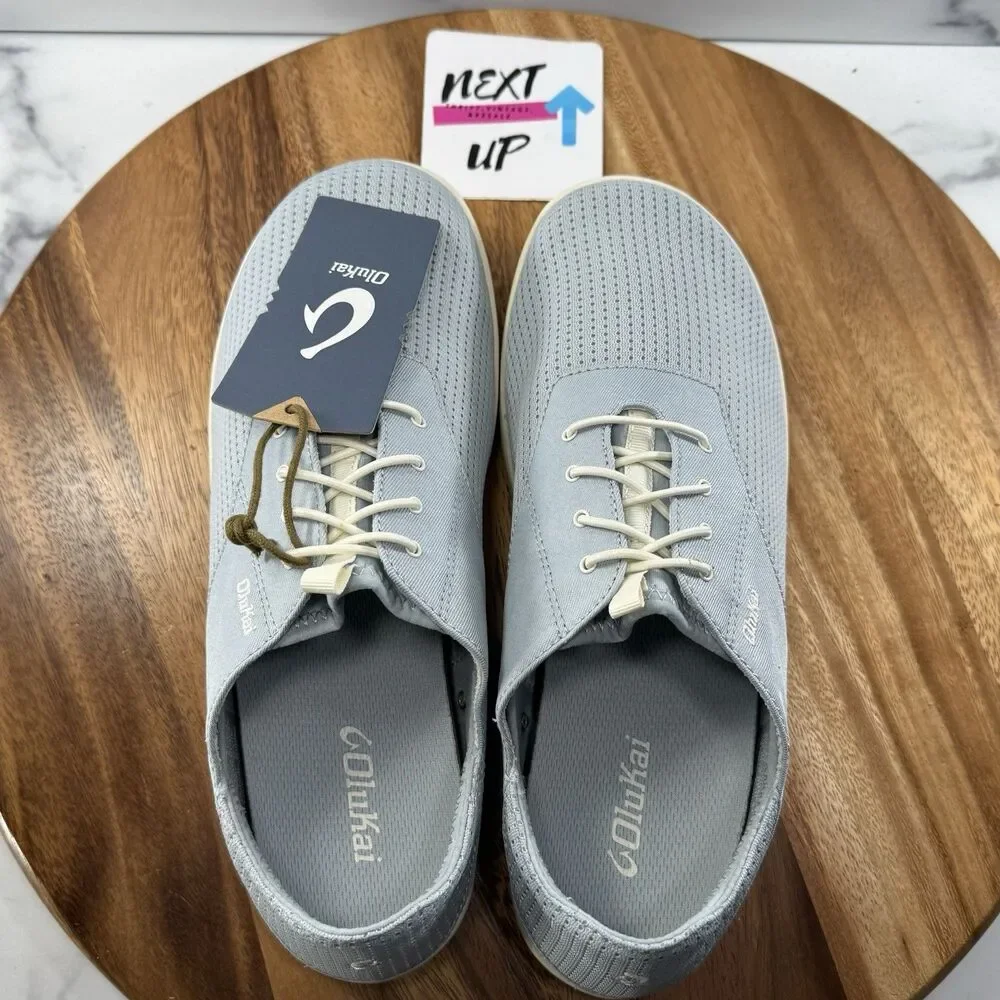 Mens size 9.5-Olukai Nohea Moku Sneakers Light Denim Slip On Casual Sneaker NEW